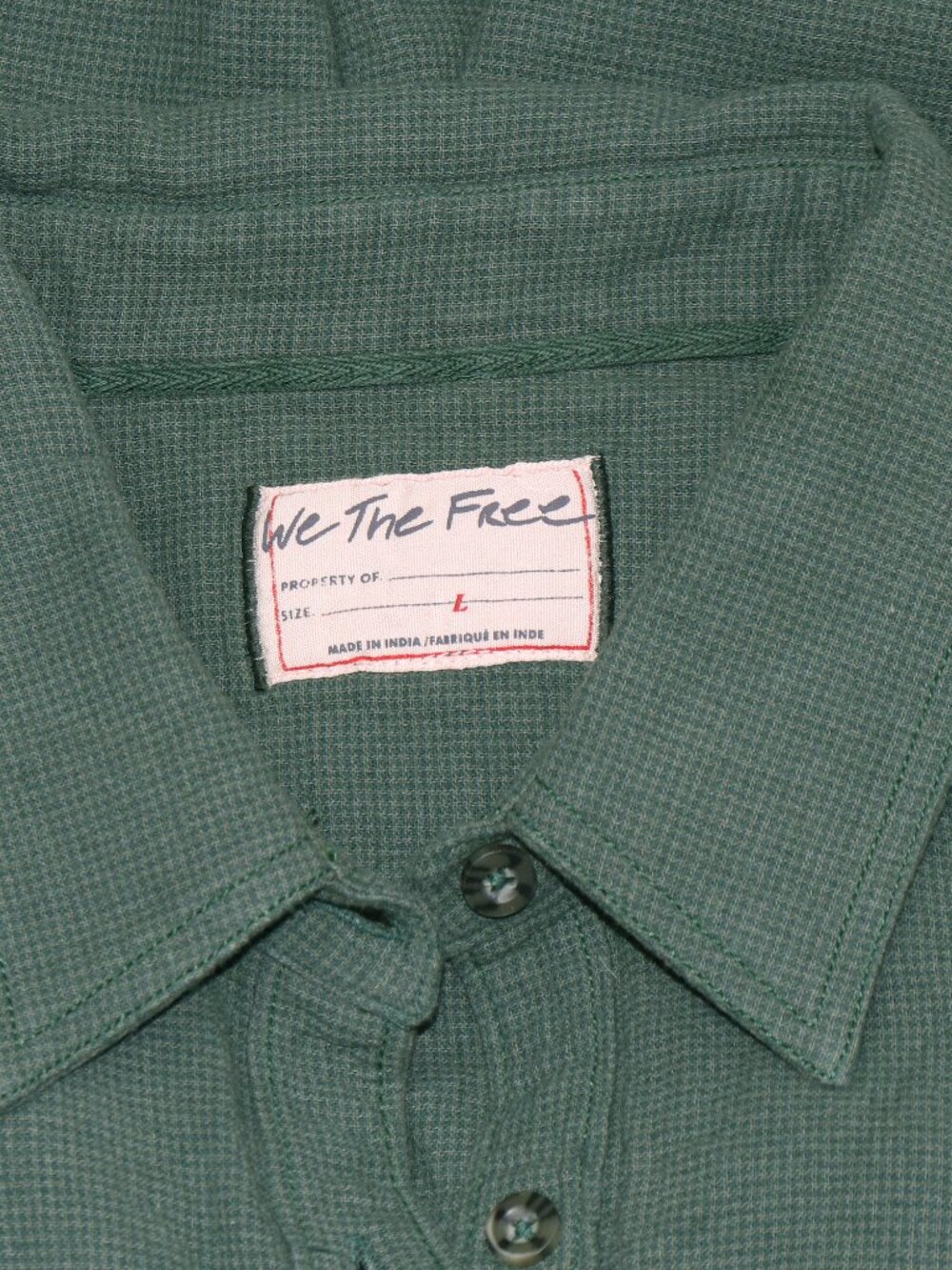Free People We The Free Freddie Menswear Shirt Top Button Front Green L - Picture 9 of 9